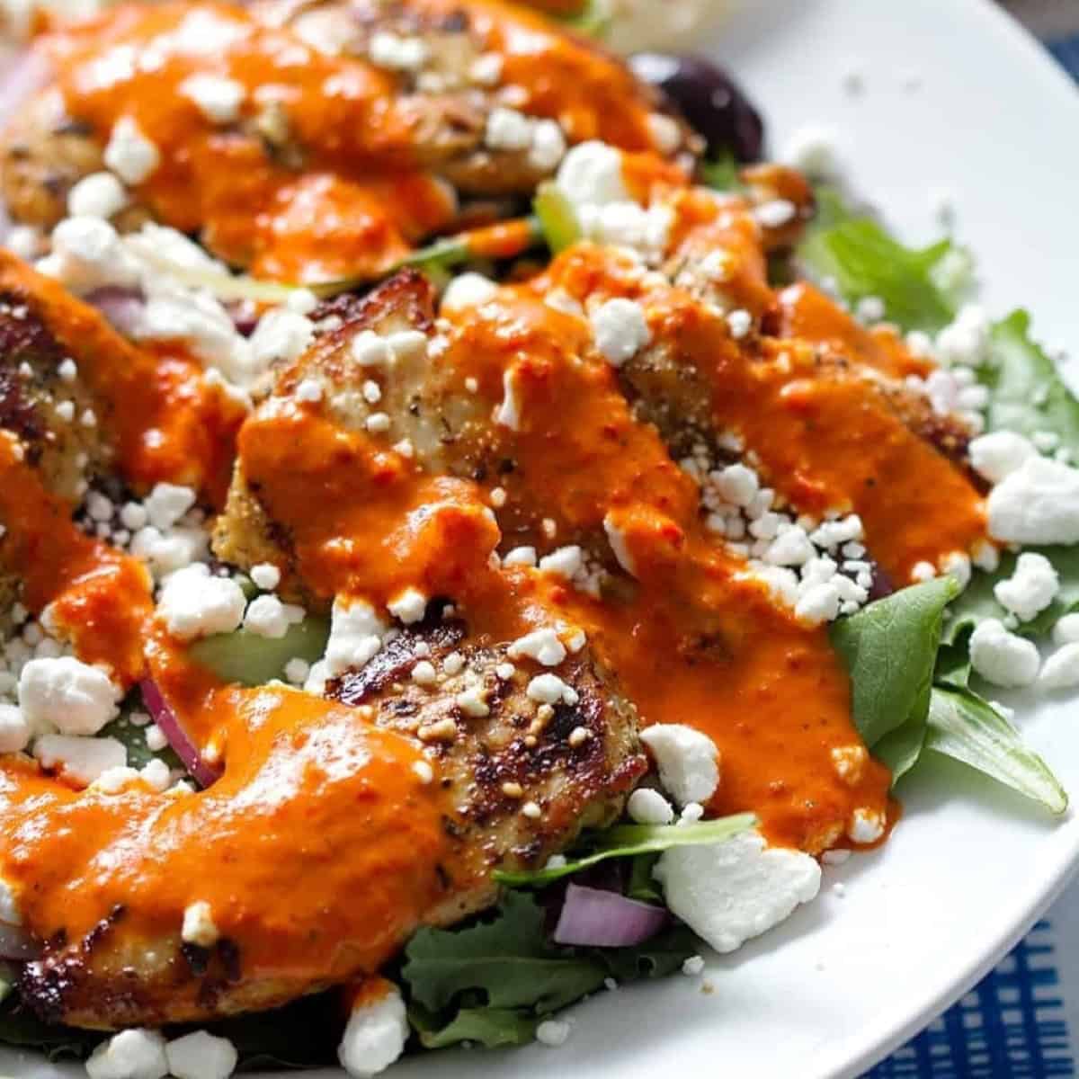 Grilled Chicken Salad With Roasted Red Pepper Dressing