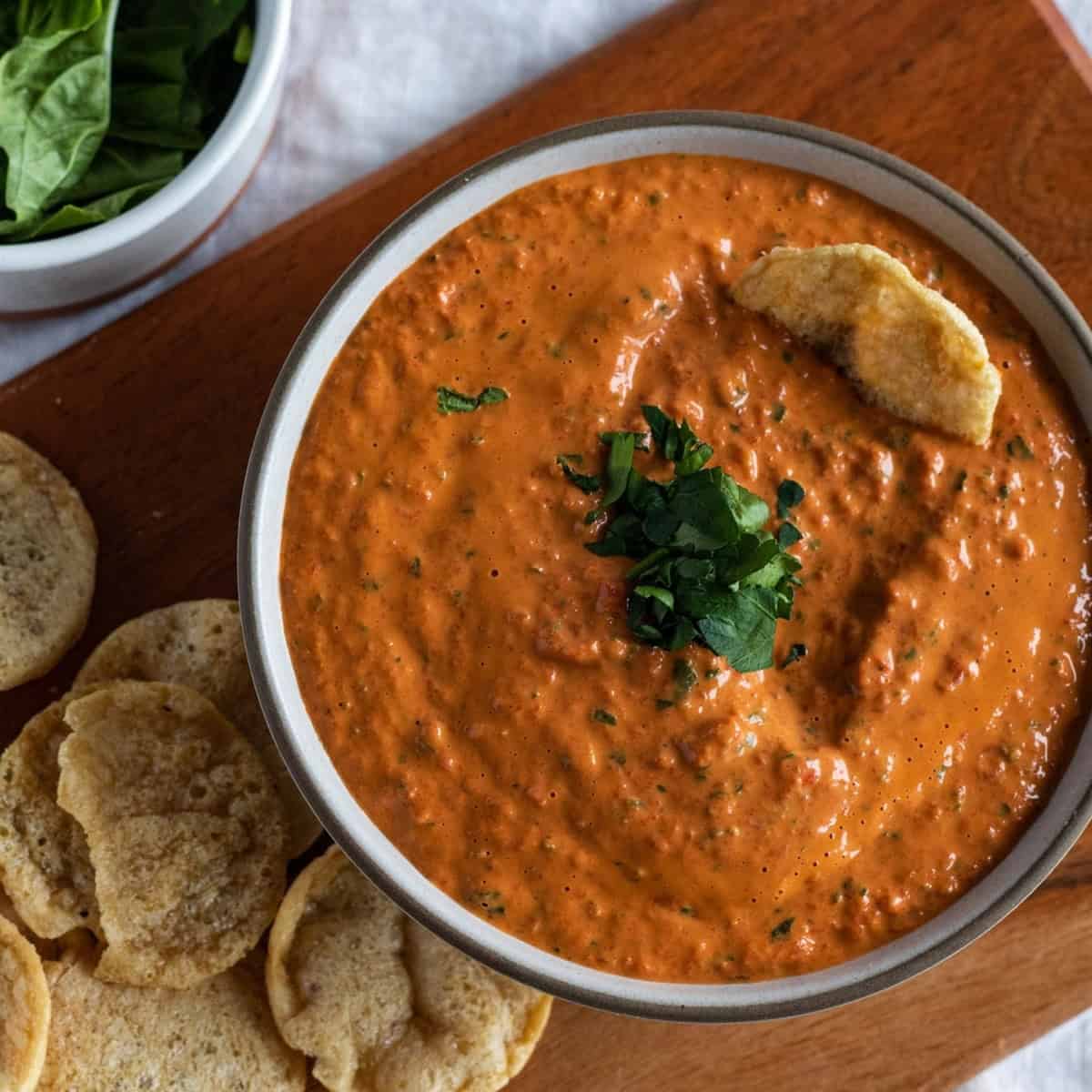 Healthy Vegan Roasted Red Pepper Dip Without Nuts