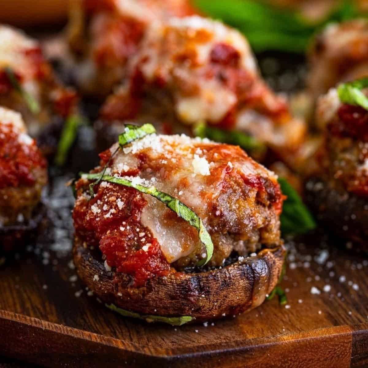 Italian Stuffed Mushrooms Recipe Stuffed With Meatballs