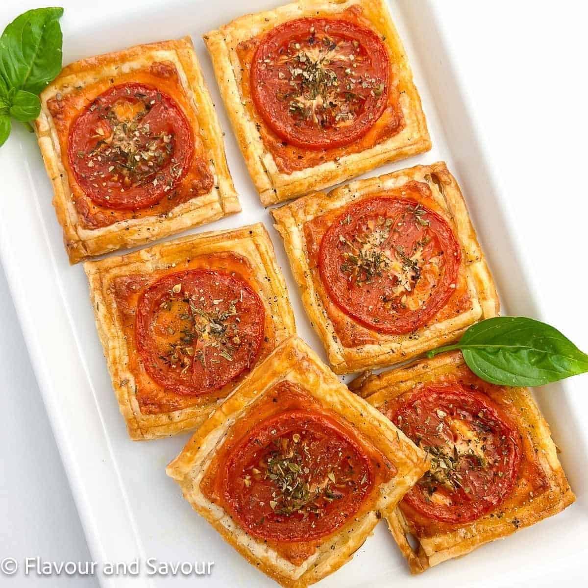 Puff Pastry Pizza Tarts With Tomato And Cheddar