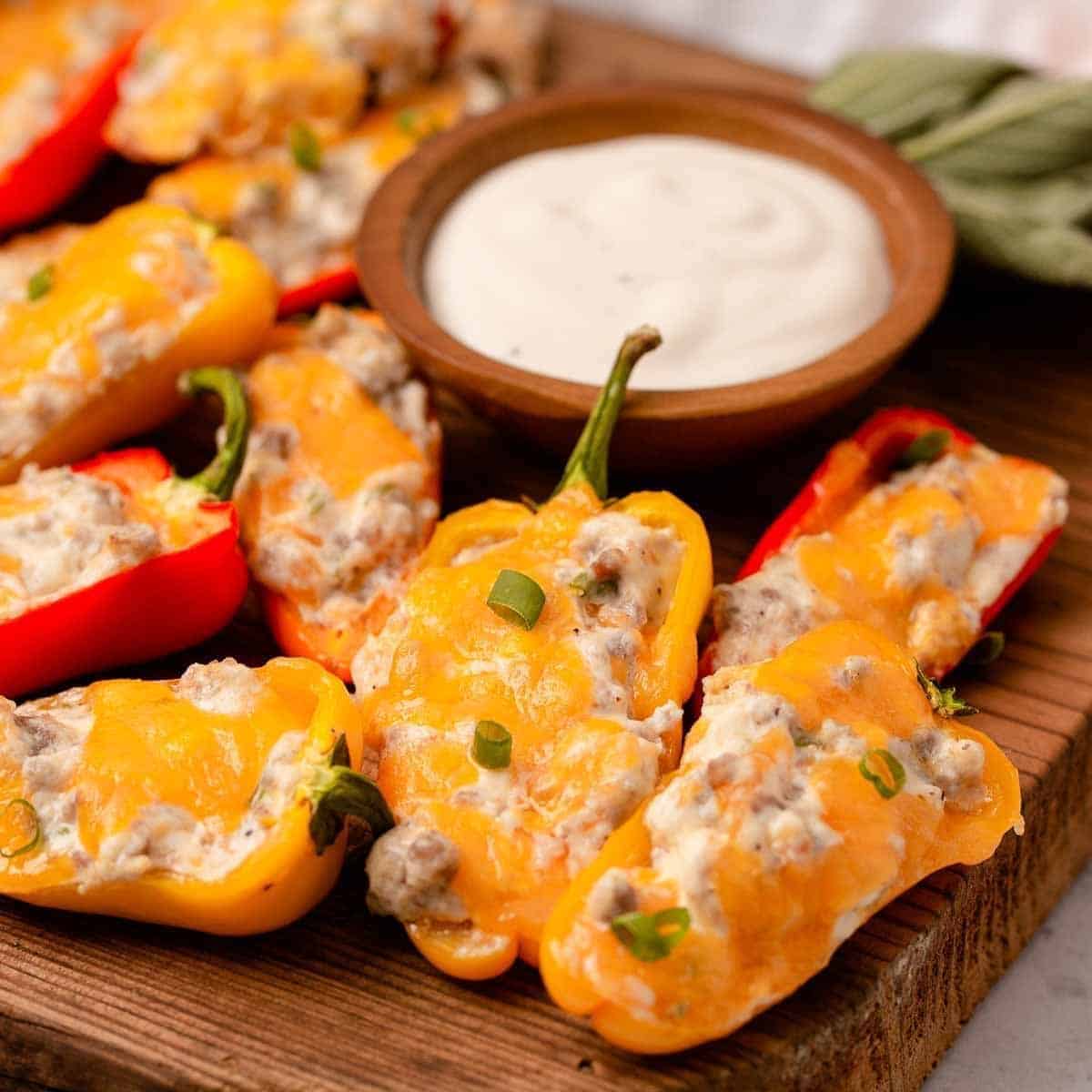 Sausage Stuffed Mini Bell Peppers With Cream Cheese
