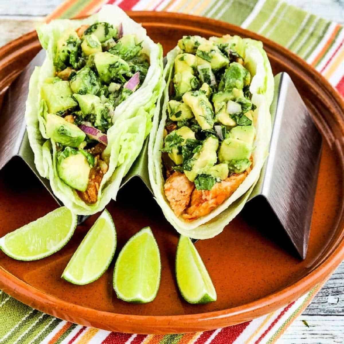 Slow Cooker Shredded Chicken Lettuce Wrap Tacos