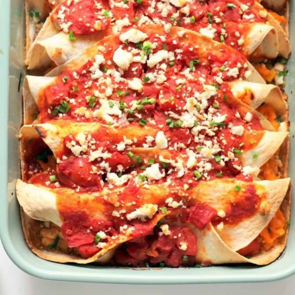Sweet Potato Feta And Corn Vegetarian Enchiladas