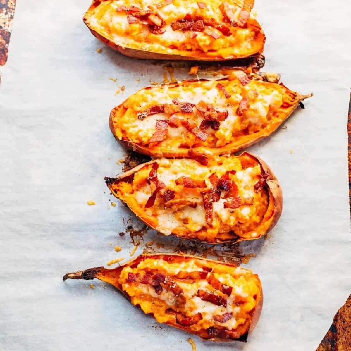 Sweet Potato Skins Bacon Cheese
