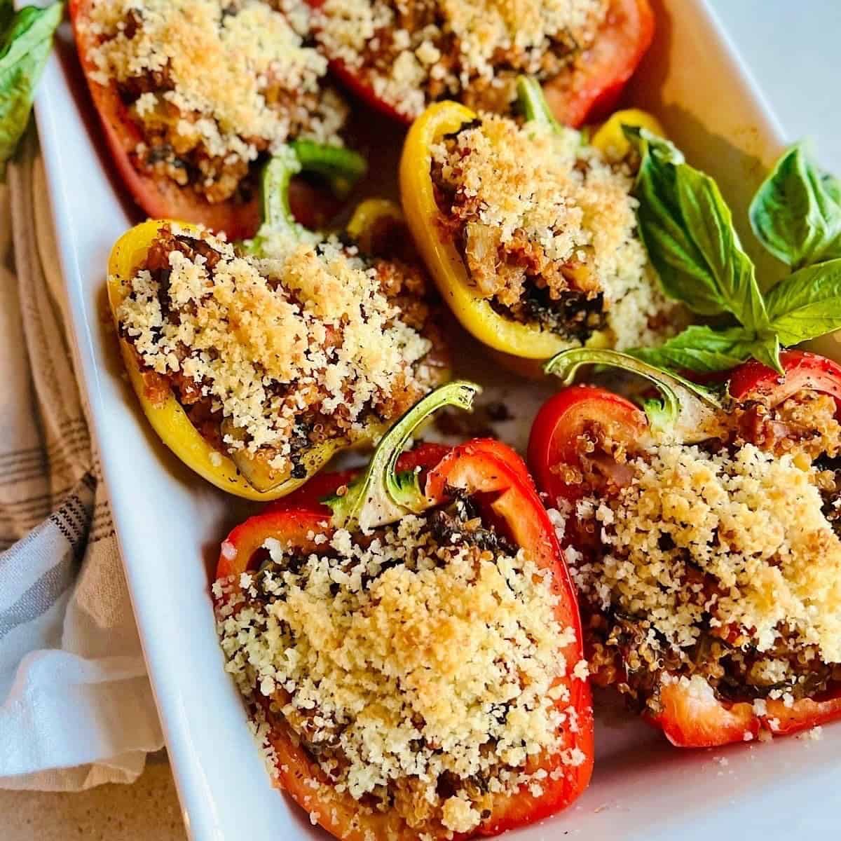 Vegan Stuffed Bell Peppers Airfryer Oven Baked